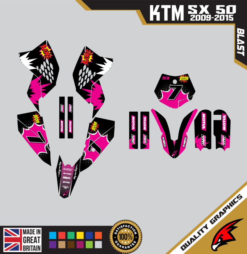 MX Graphics Kit For KTM  SX50 50SX 2009 &#8211; 2015  Blast Pink