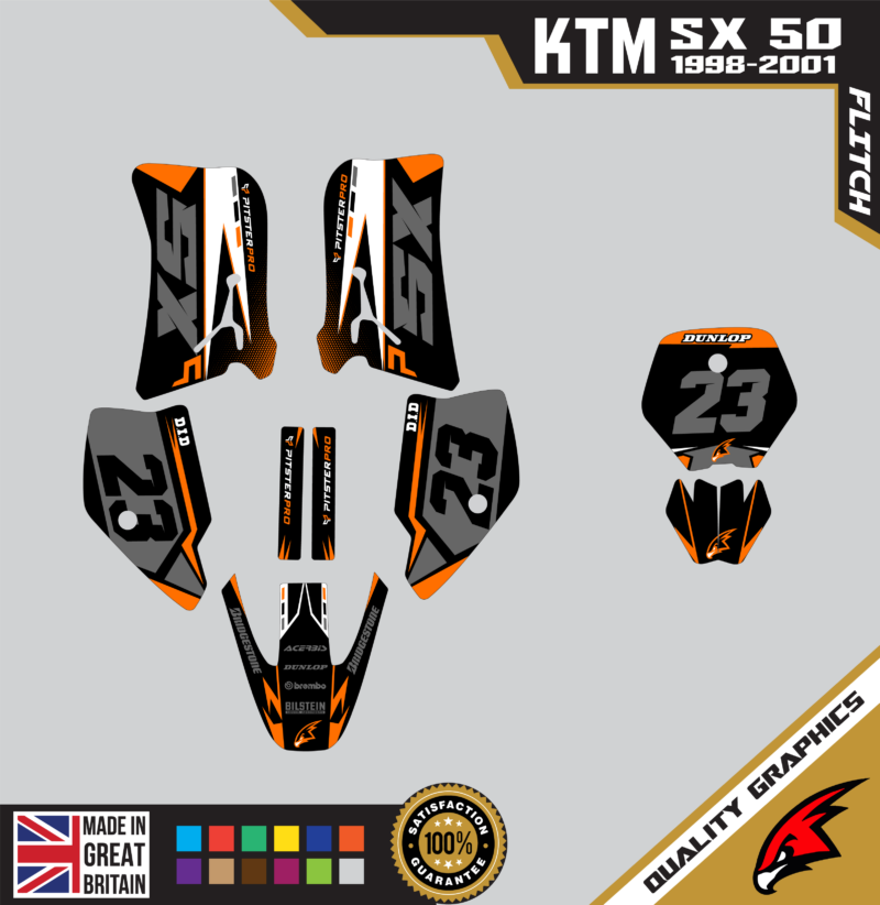 Wicked MX Graphics Kit: Fits  SX50 50SX 1998 &#8211; 2001  Flitch Orange