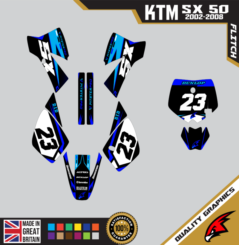 MX Graphics Kit For KTM  SX50 50SX 2002 &#8211; 2008  Flitch Blu