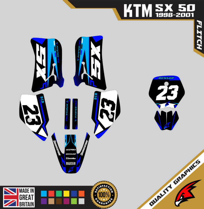 MX Graphics Kit For KTM  SX50 50SX 1998 &#8211; 2001  Flitch Blu