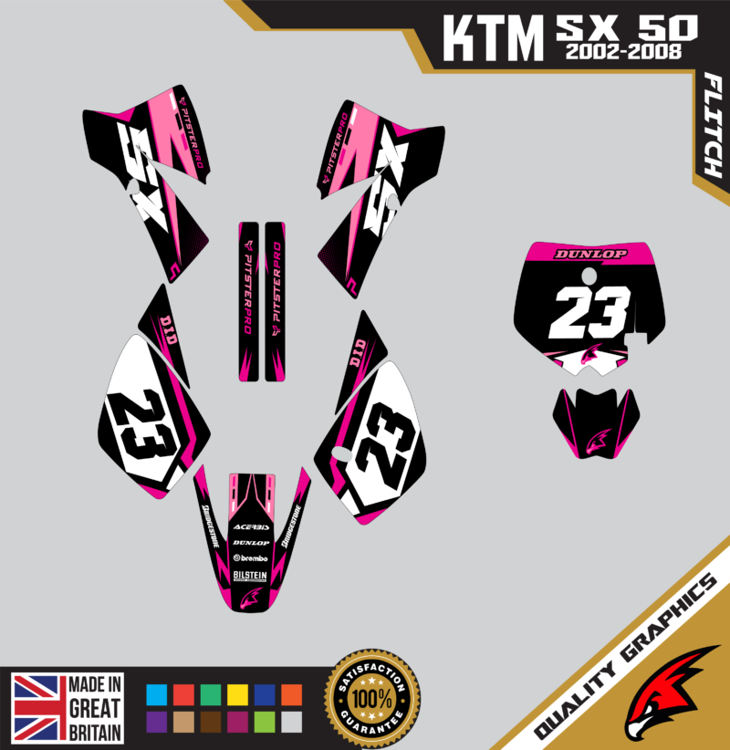 MX Graphics Kit For KTM  SX50 50SX 2002 &#8211; 2008  Flitch Pink