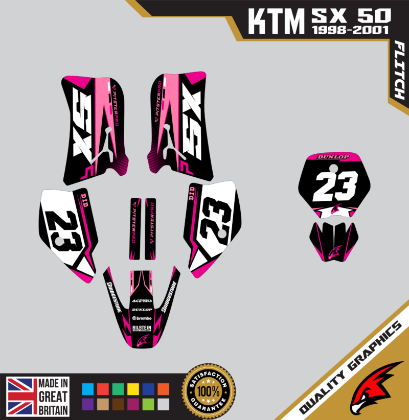 MX Graphics Kit For KTM  SX50 50SX 1998 &#8211; 2001  Flitch Pink