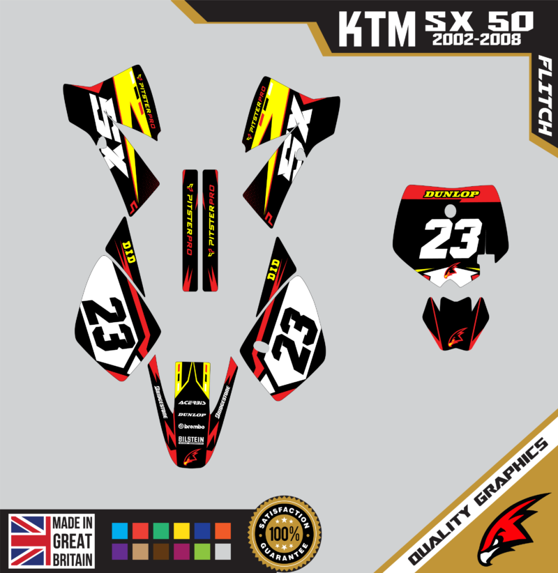 MX Graphics Kit For KTM  SX50 50SX 2002 &#8211; 2008  Flitch Red