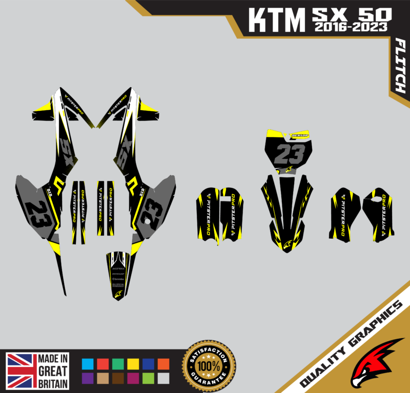 MX Graphics Kit For KTM  SX50 50SX 2016 &#8211; 2023  Flitch Yellow