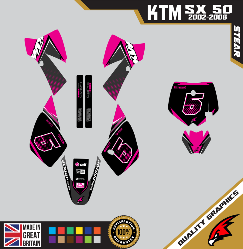 MX Graphics Kit For KTM  SX50 50SX 2002 &#8211; 2008  Stear Pink