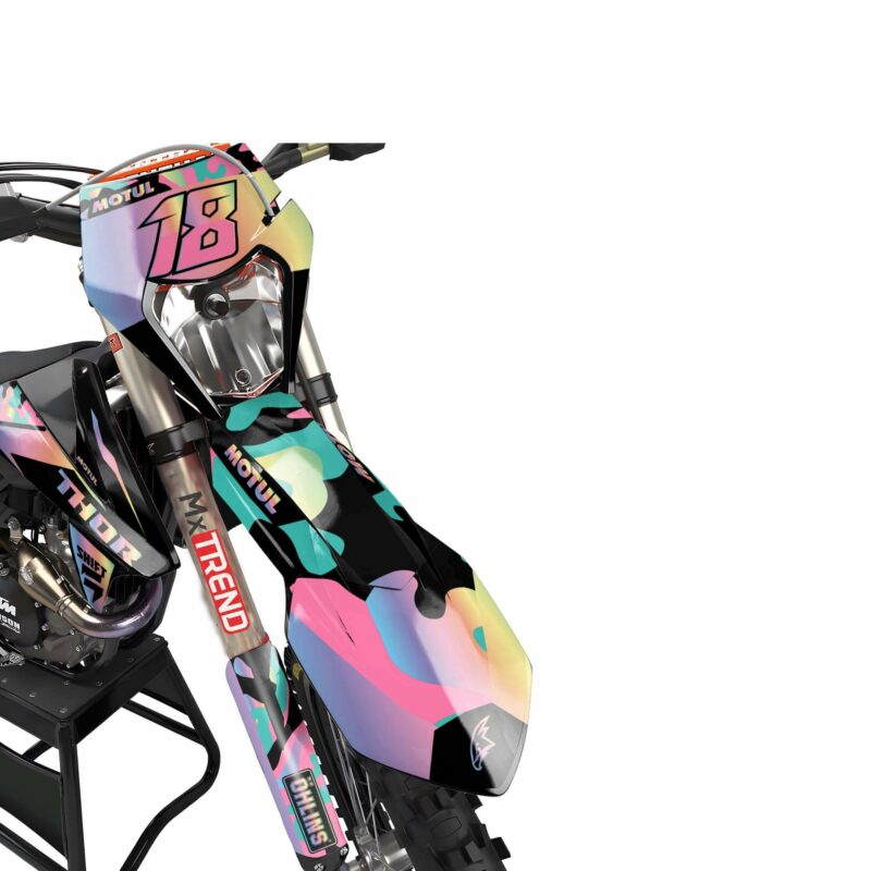 Wicked MX Graphics Kit: Fits  SX SXF EXC 85 125 150 250 300 350 450  Tornado Rainbow