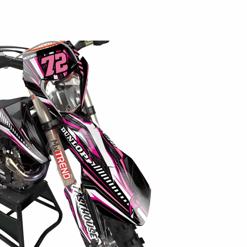 Wicked MX Graphics Kit: Fits  SX SXF EXC 85 125 150 250 300 350 450  Smokey Pink