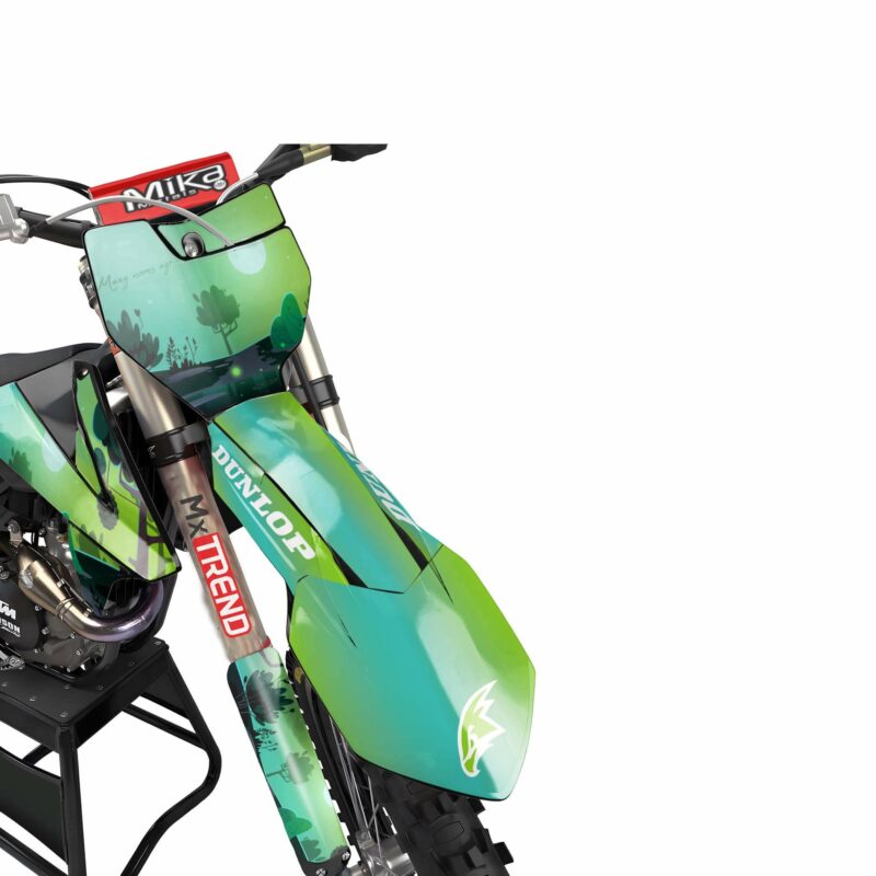 Wicked MX Graphics Kit: Fits  SX SXF EXC 85 125 150 250 300 350 450  Moonlight Green