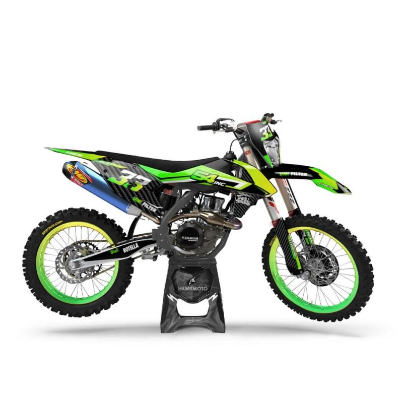 Motocross Graphics MX Decals Kit Corbon Green &#8211; All Models All Years