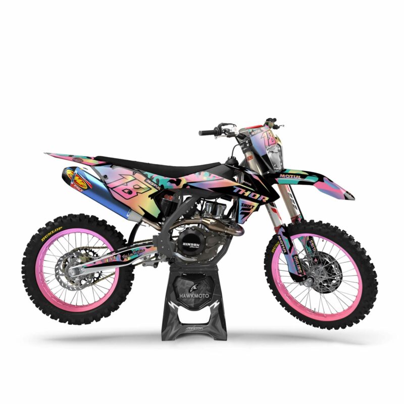 Wicked MX Graphics Kit: Fits  SX SXF EXC 85 125 150 250 300 350 450  Tornado Rainbow