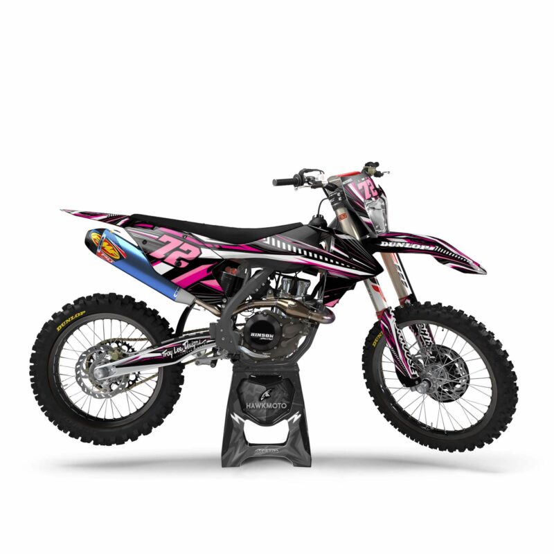 Wicked MX Graphics Kit: Fits  SX SXF EXC 85 125 150 250 300 350 450  Smokey Pink