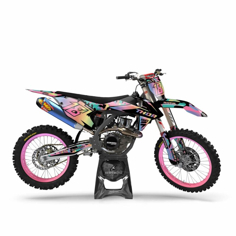 Wicked MX Graphics Kit: Fits  SX SXF EXC 85 125 150 250 300 350 450  Tornado Rainbow