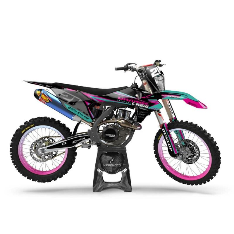 Wicked MX Graphics Kit: Fits  SX SXF EXC 65 85 125 150 250 300 350 450  &#8211; Orange Crew Teal Pink