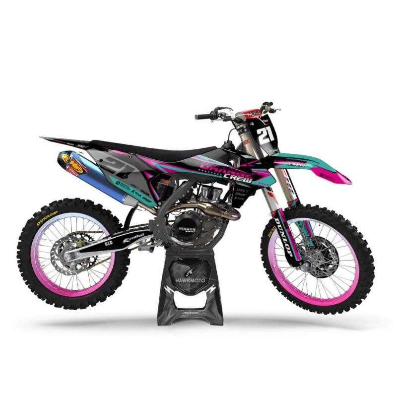 Wicked MX Graphics Kit: Fits  SX SXF EXC 65 85 125 150 250 300 350 450  &#8211; Orange Crew Teal Pink