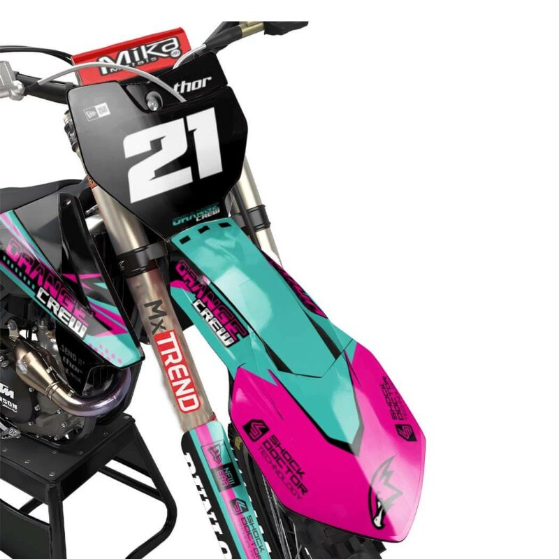 Wicked MX Graphics Kit: Fits  SX SXF EXC 65 85 125 150 250 300 350 450  &#8211; Orange Crew Teal Pink